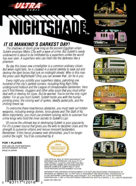 Nightshade (USA) box cover back